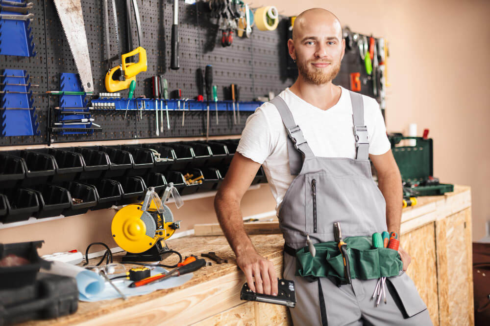 Local handyman in workshop